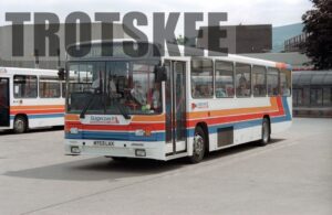 35mm Negative Red & White Volvo B10M-55 753 M753LAX at  in 1995