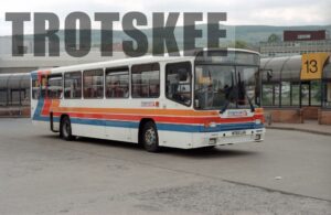 35mm Negative Red & White Volvo B10M-55 762 M762LAX at  in 1995